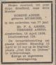 Rosine Euphrosine Adolphine Charlotte Asser (born Mussche De Verymont) (death announcement)